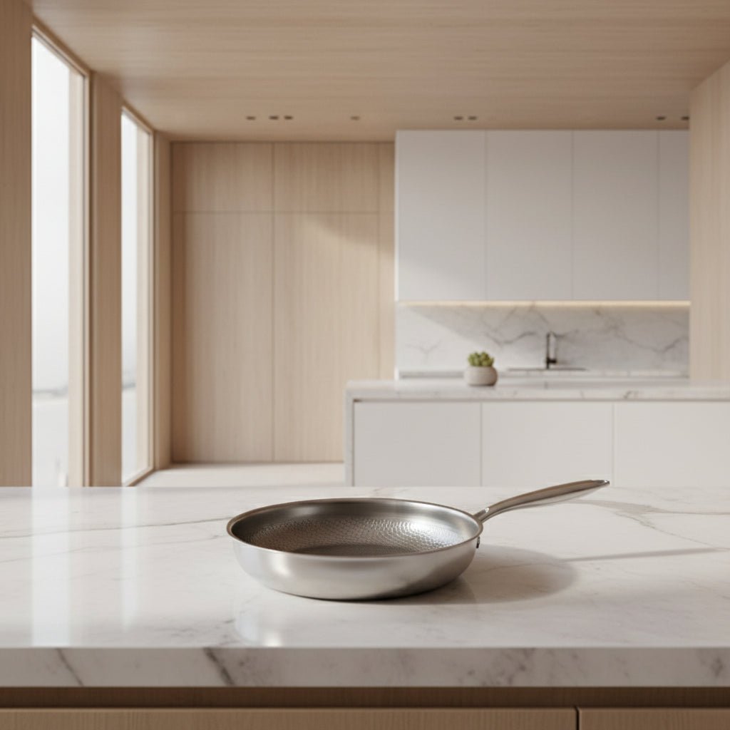 Professional-grade hammered titanium skillet, optimized for induction cooktops and daily use.