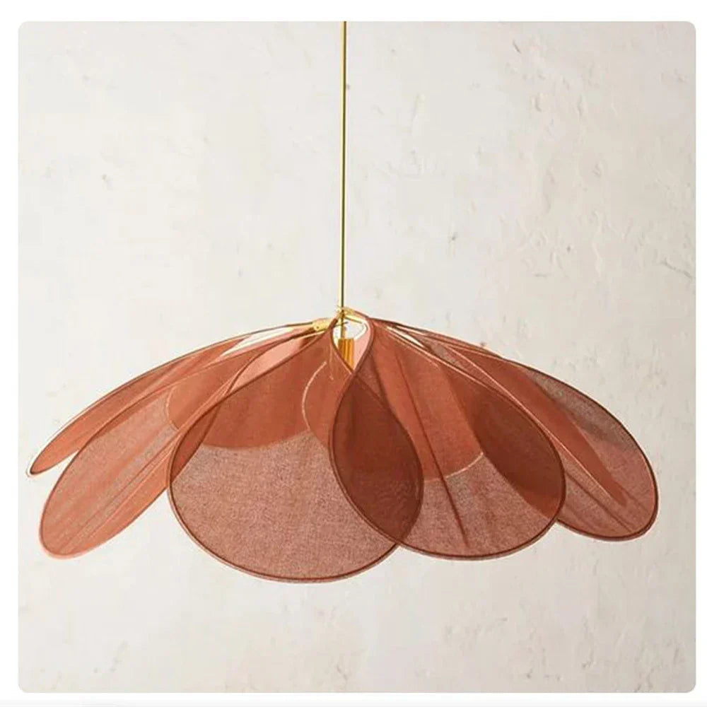 Boho flower-shaped pendant light, hand-woven from natural materials, perfect for creating an ambient and stylish space.