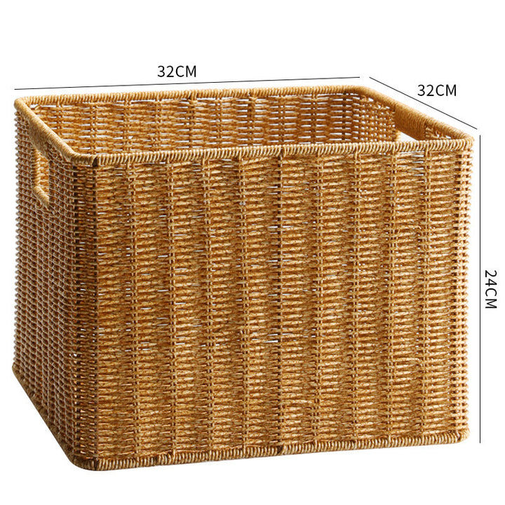 Multi-purpose handcrafted wicker basket for magazines or laundry.