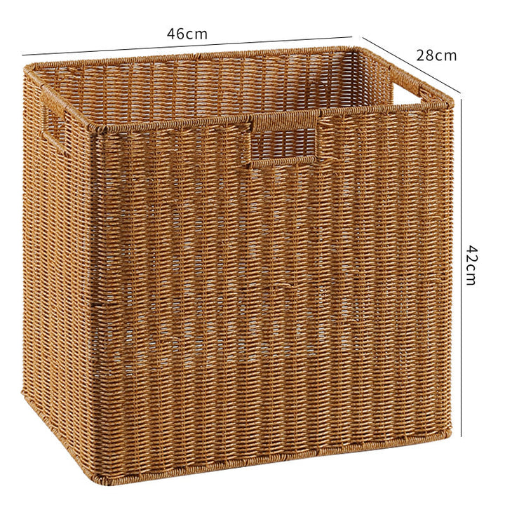 Handcrafted rectangular wicker basket, perfect for nursery storage.