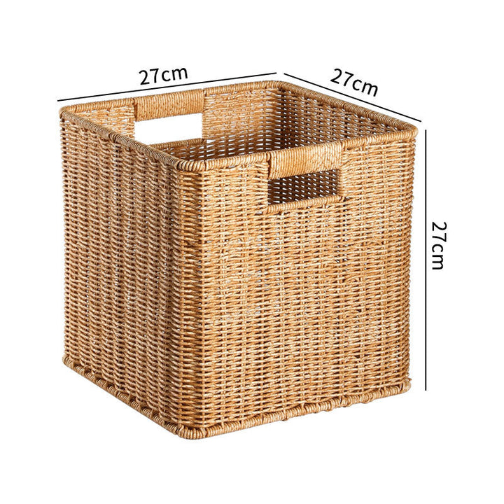 Rectangular woven storage basket, great for tidying up kids' rooms.