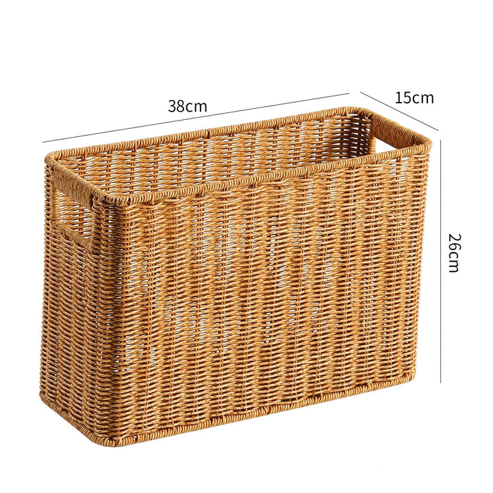 Decorative handcrafted wicker bin, complements modern & traditional homes.