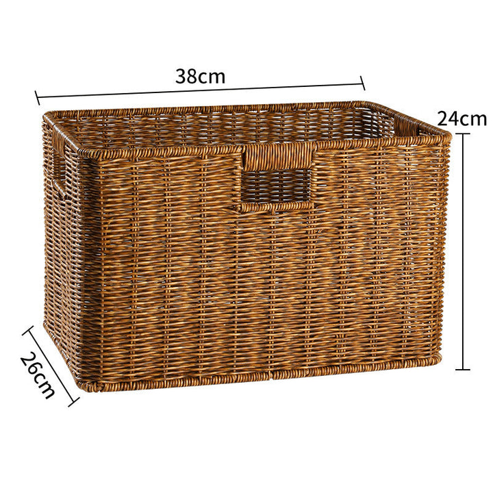 Robust rectangular wicker basket, built for long-lasting organization.