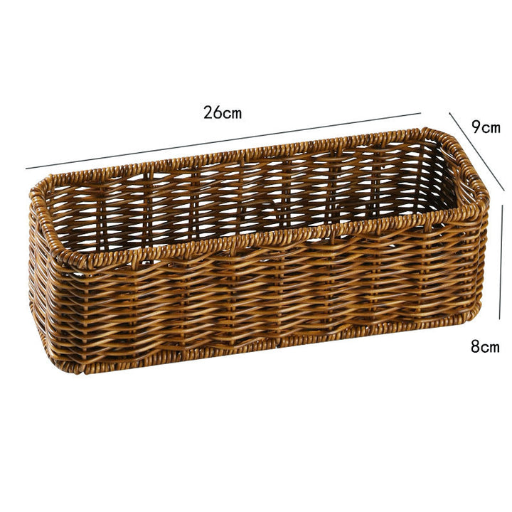 Versatile natural wicker basket, stores anything from remotes to snacks.