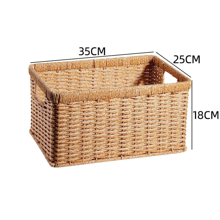 Decorative storage solution, made from durable natural wicker.