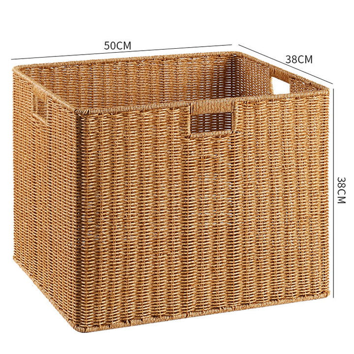 Rectangular wicker basket, designed for optimal home organization.