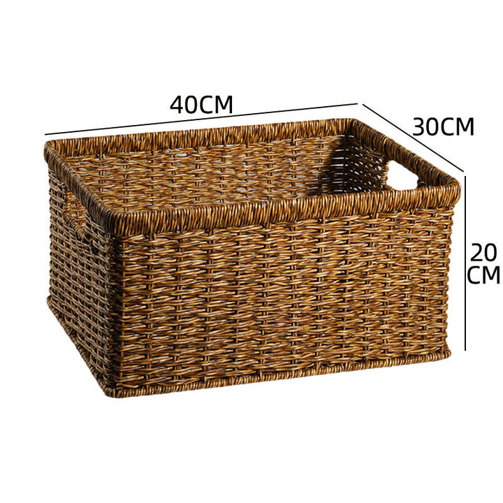 Woven storage basket, offering ample space for household items.