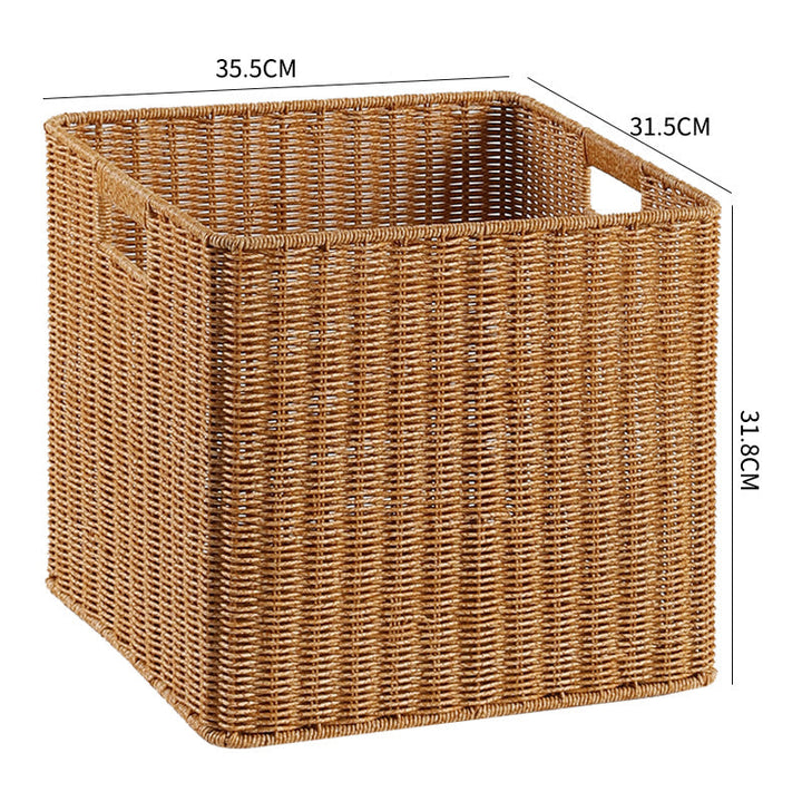 Handwoven wicker storage solution, ideal for blankets or toys.