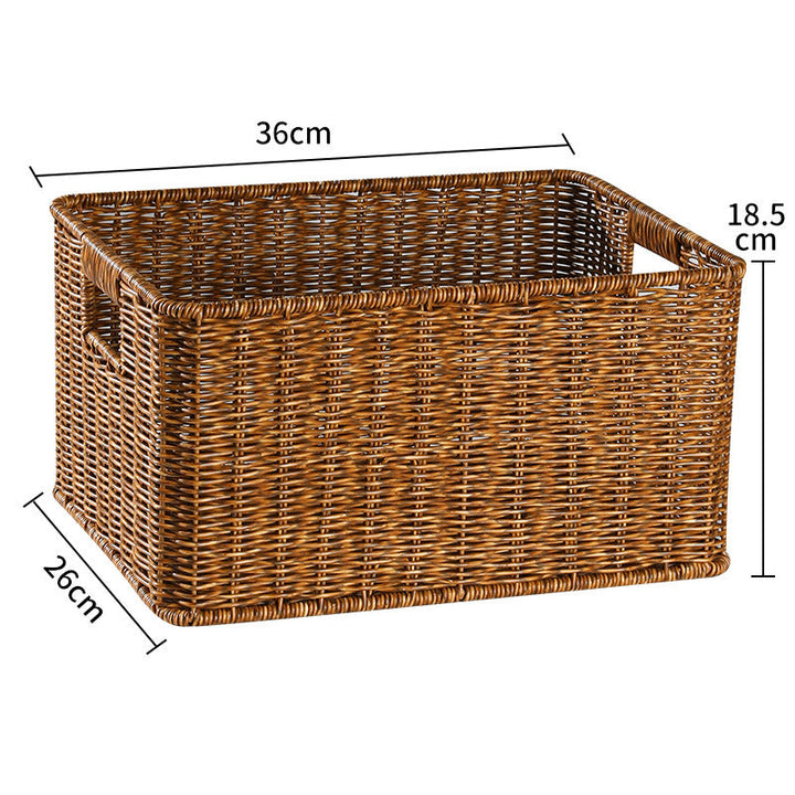 Wicker bin for home organization, providing stylish storage.