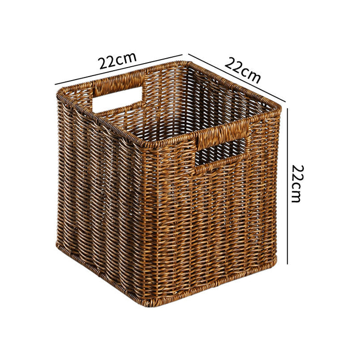 Eco-friendly natural wicker storage bin, enhances home aesthetics.