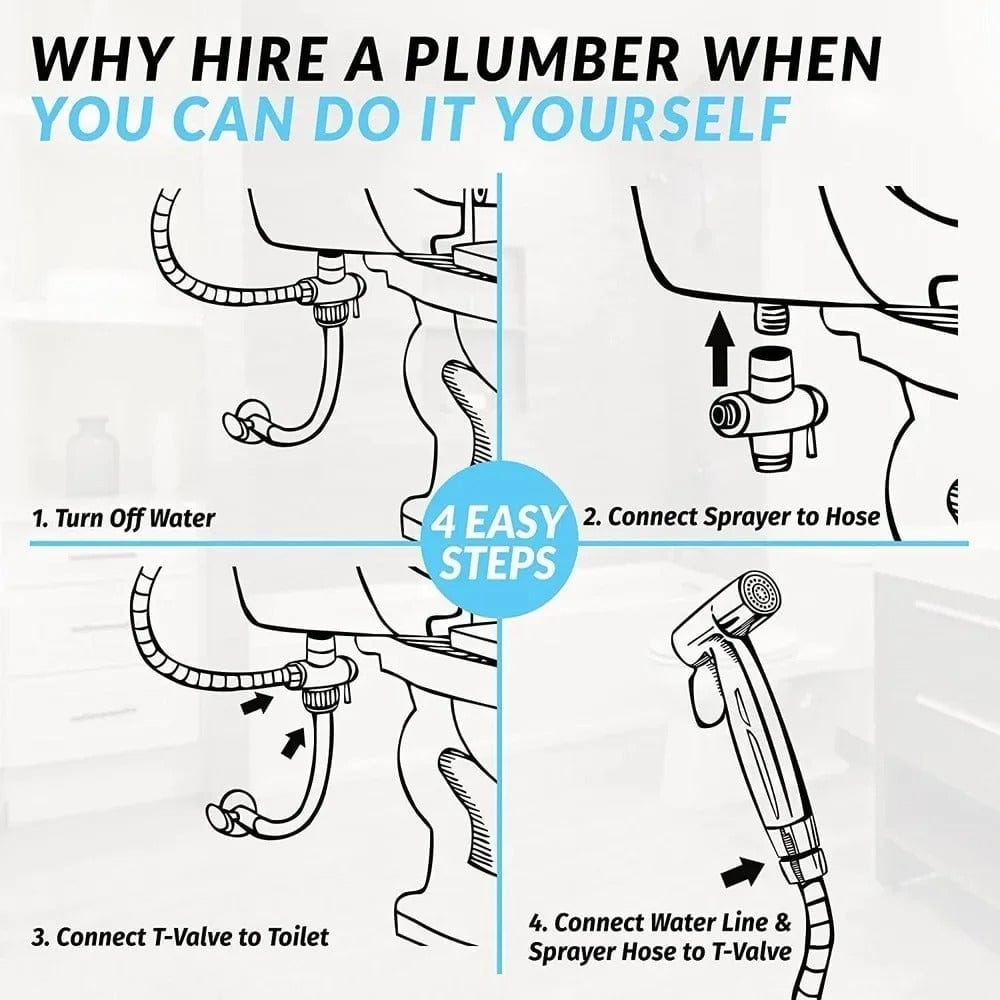 Premium handheld bidet sprayer with self-cleaning nozzle & adjustable water pressure for ultimate hygiene.