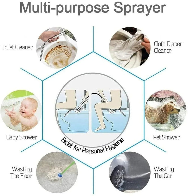 Sleek handheld bidet sprayer, a practical bathroom accessory offering hygienic clean with adjustable spray.