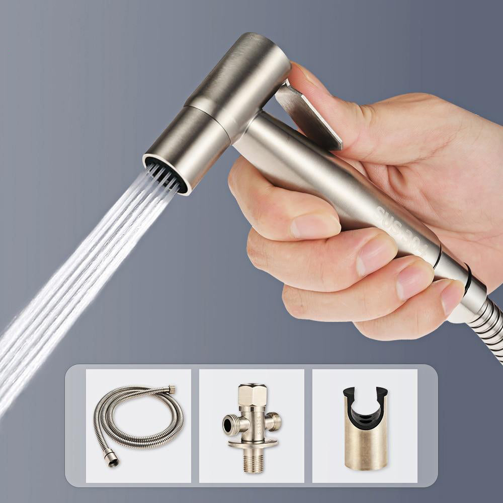 Wall mounted handheld bidet sprayer kit, perfect for toilet cleansing, personal hygiene & freshness.