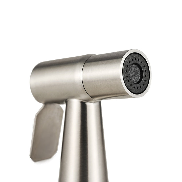 Complete handheld bidet sprayer kit for bathroom, including hose, nozzle, and wall mount bracket.