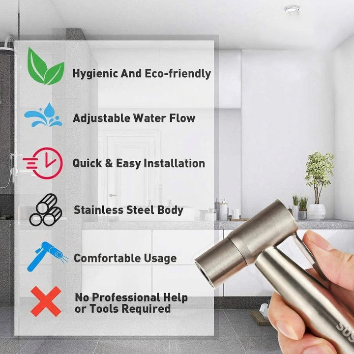 Multipurpose handheld bidet sprayer for bathroom, ideal as a toilet cleaner or shower sprayer.