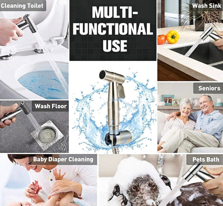 Durable handheld bidet sprayer kit, designed for easy installation and superior bathroom hygiene.