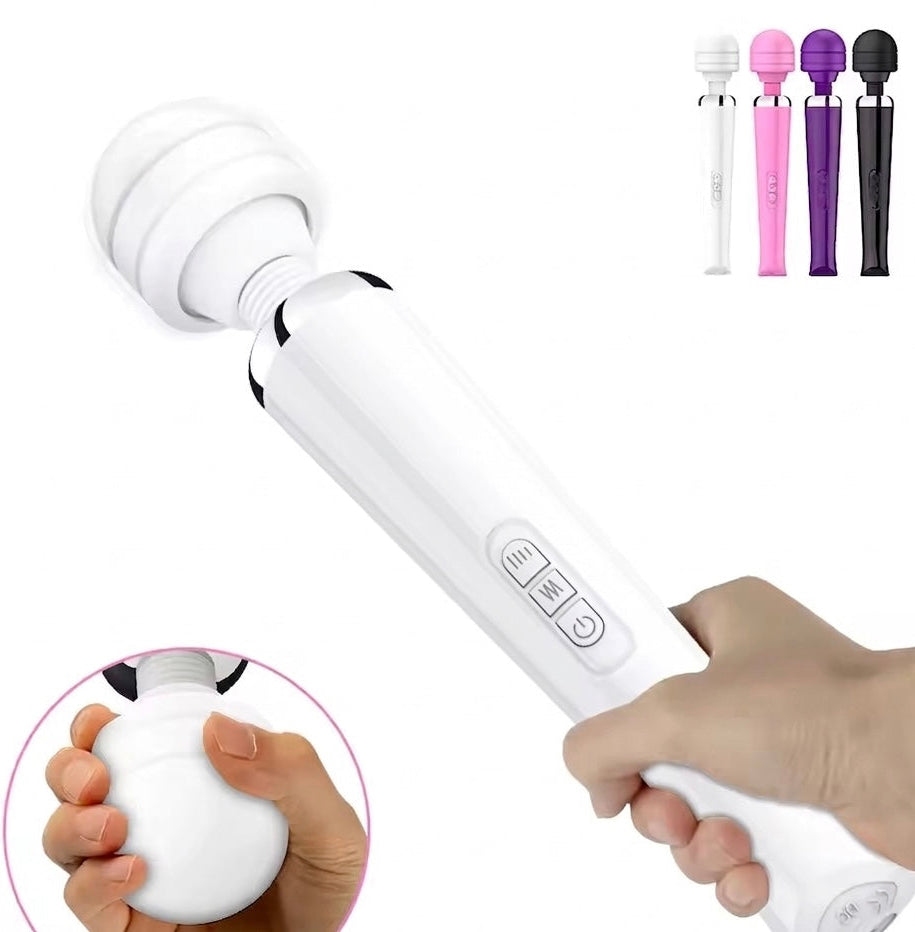 Handheld percussion massager with 20 speeds & flexible design for deep tissue muscle relief & post-workout recovery.