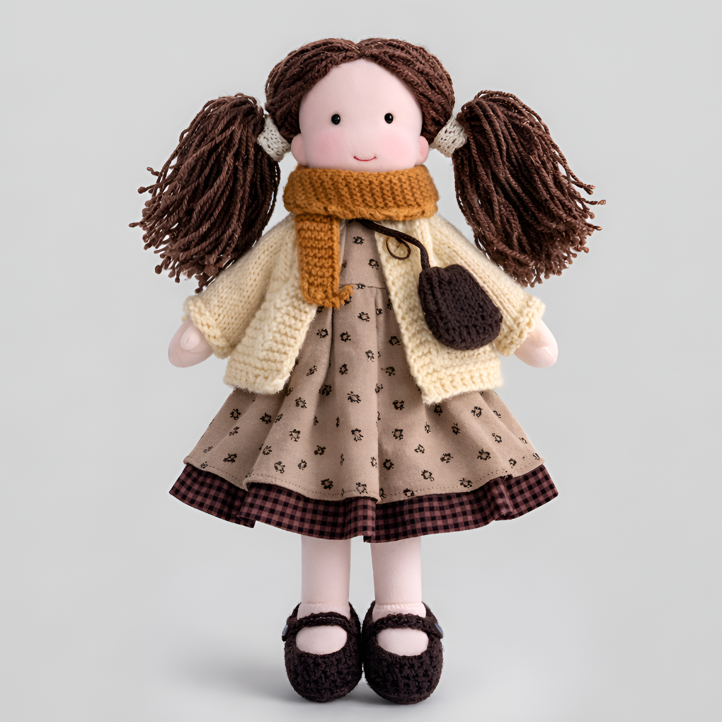 Kids' natural Waldorf doll, handmade, soft cotton toy for imaginative play & cuddling.