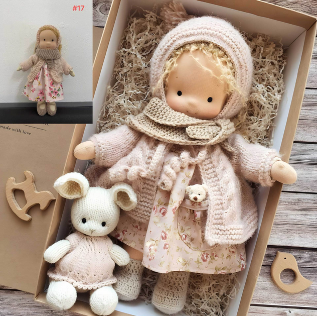 Handmade Waldorf doll for kids, perfect for imaginative & creative play, emotional growth, and comfort. A soft heirloom toy.