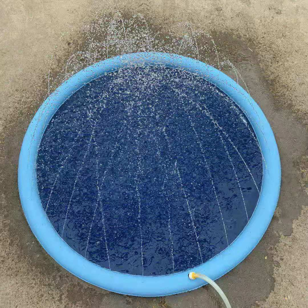 Interactive & durable outdoor dog fountain pool, perfect for summer water play and cooling.