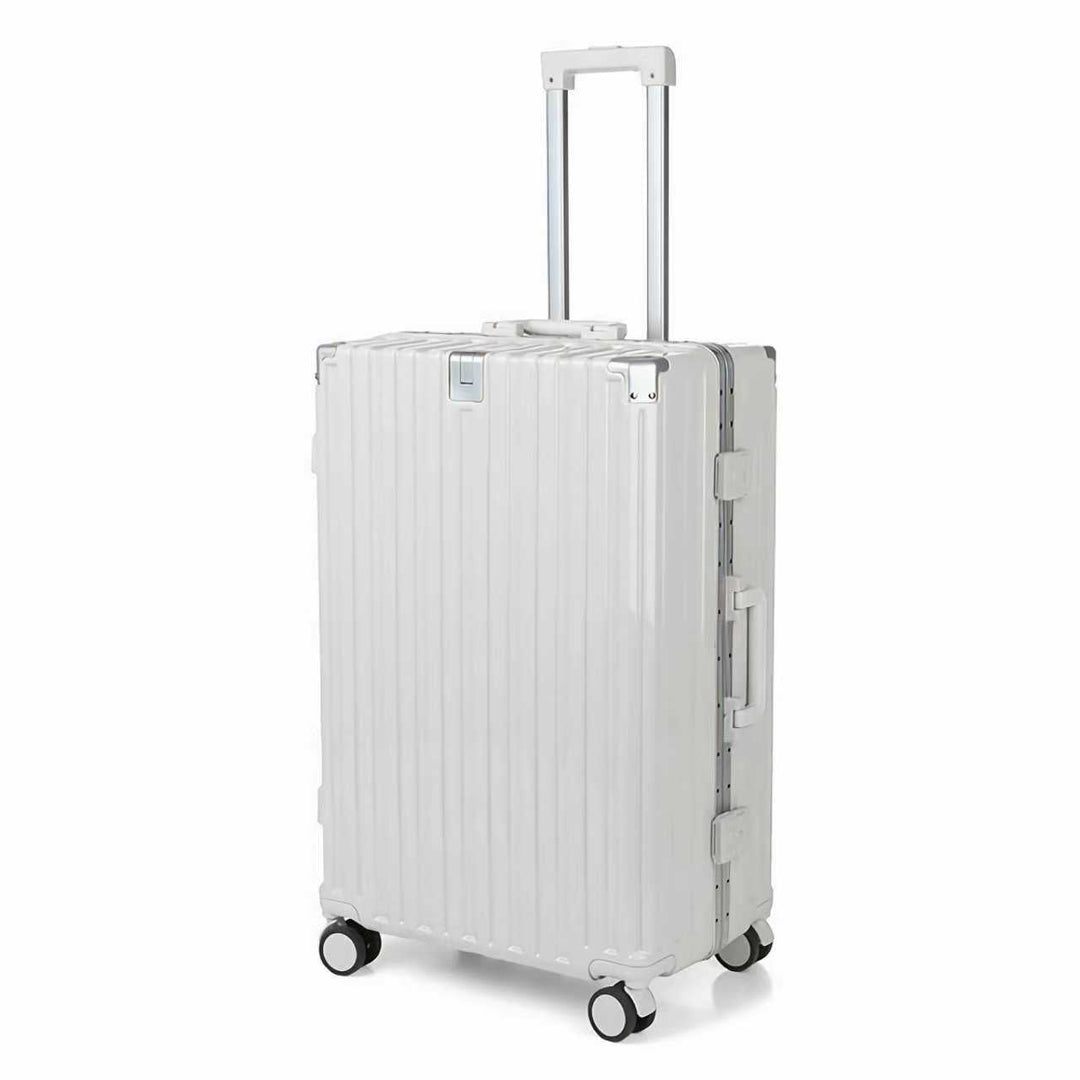 Airport-ready spinner suitcase, durable hard shell, ensures stress-free international travel.