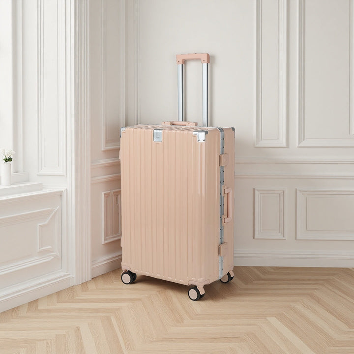 Sleek carry-on spinner luggage, ideal for effortless airport navigation & business travel.