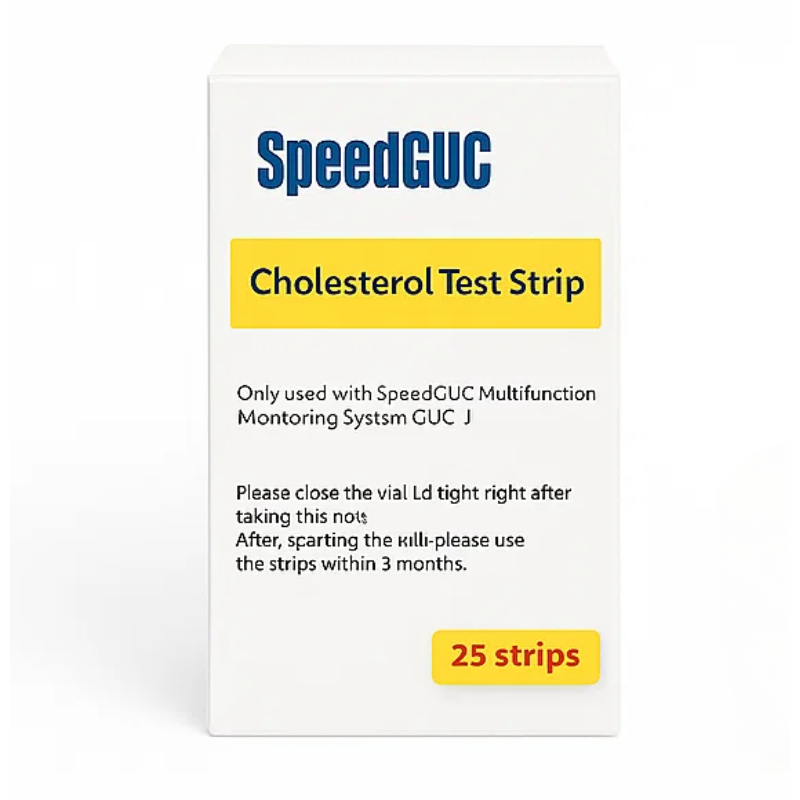 Health monitor kit: blood glucose, cholesterol, uric acid test strips & lancets for accurate home testing & wellness tracking.