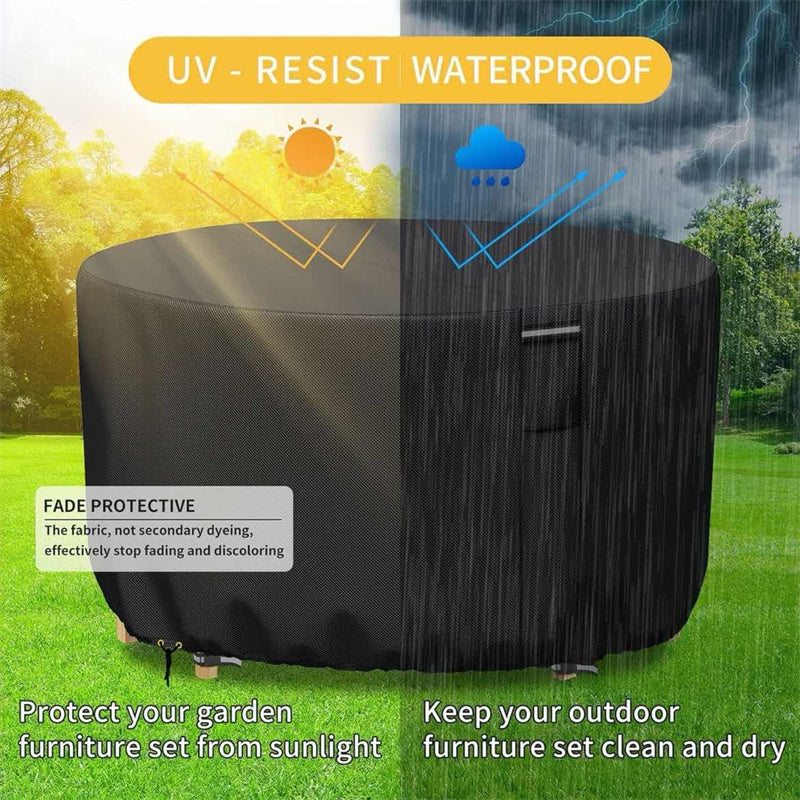 Protect your garden furniture with this heavy-duty round cover, waterproof, UV-resistant, with air vent.