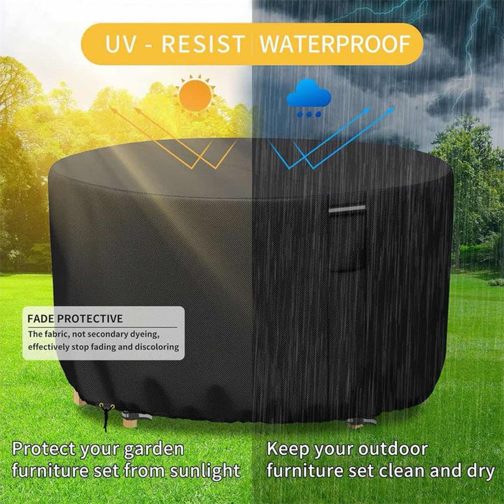 Protect your garden furniture with this heavy-duty round cover, waterproof, UV-resistant, with air vent.