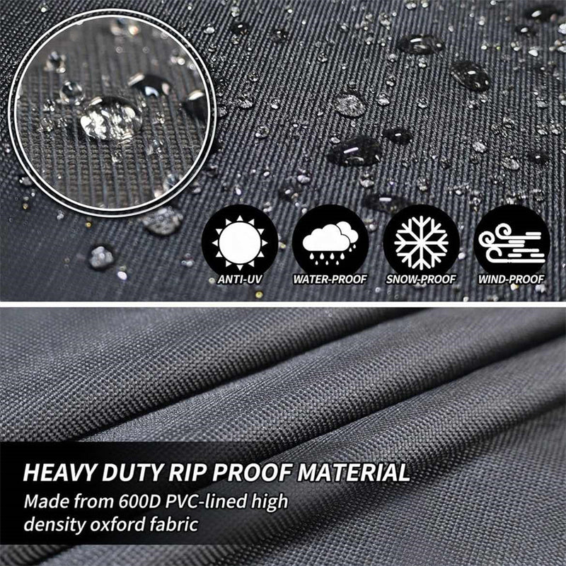Durable oxford cloth round patio furniture cover, heavy-duty with air vent for outdoor weather protection.