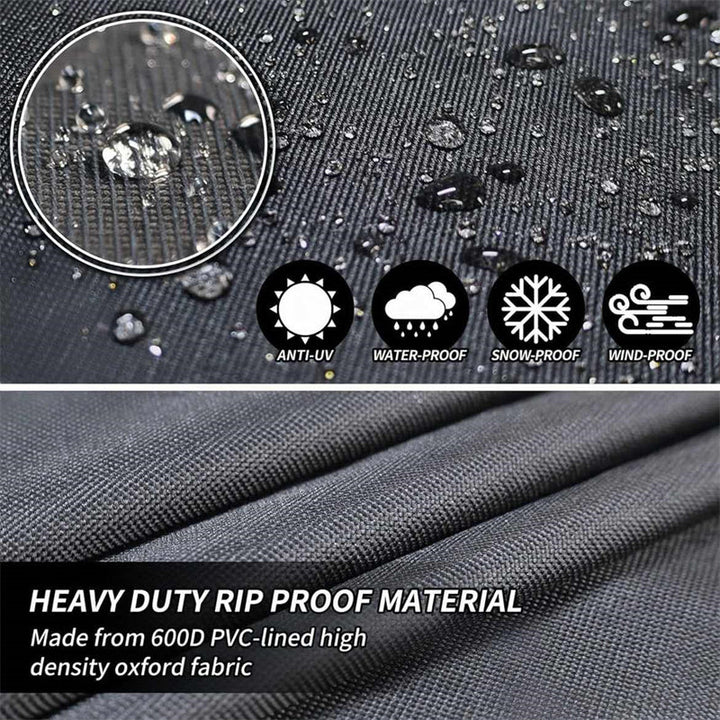 Durable oxford cloth round patio furniture cover, heavy-duty with air vent for outdoor weather protection.