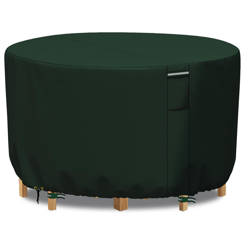 Round garden furniture cover, heavy-duty waterproof oxford cloth, perfect for year-round outdoor protection with air vent.