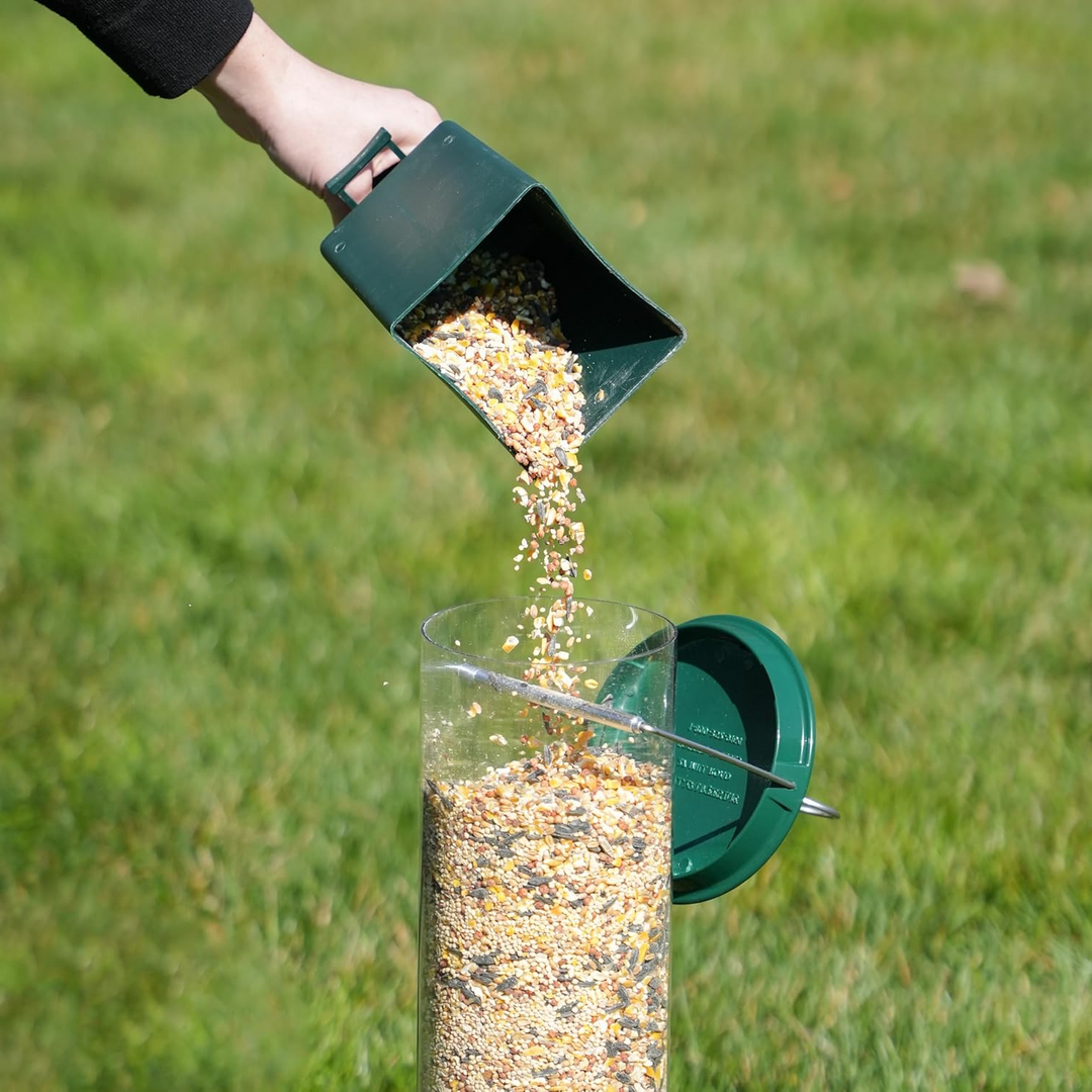 Heavy-duty squirrel-proof bird feeder for outdoor gardens. Durable metal design for wildlife.
