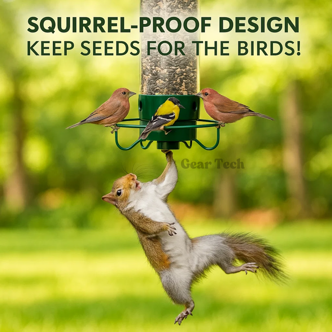 Garden wildlife feeder: heavy-duty metal, squirrel-proof, perfect for outdoor birdwatching.