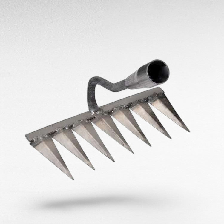 Heavy-duty steel garden rake for effortless weeding and efficient lawn care tasks.