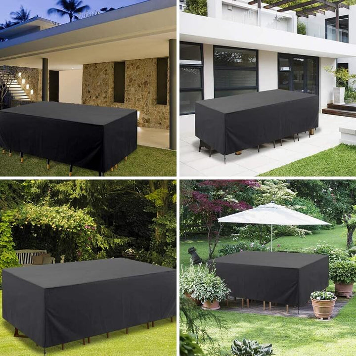 Large waterproof outdoor furniture cover for patio tables & chairs. Heavy-duty garden furniture protector.