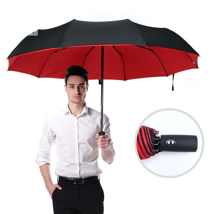 Heavy-duty waterproof storm umbrella, perfect for extreme weather & heavy rain protection. Durable & reliable.