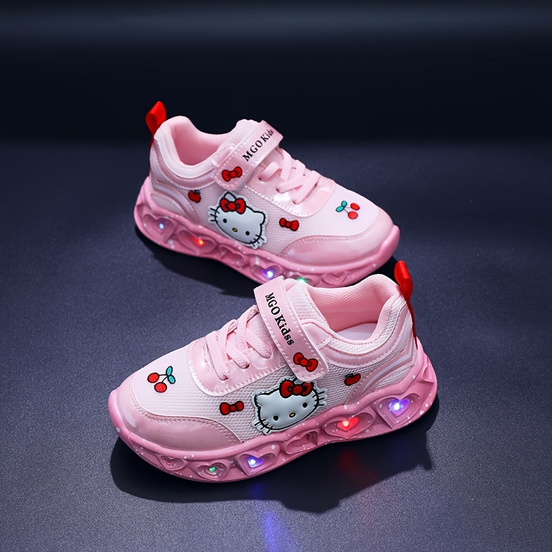 Kids' fashion: Hello Kitty light-up sneakers. Breathable, comfortable play shoes.