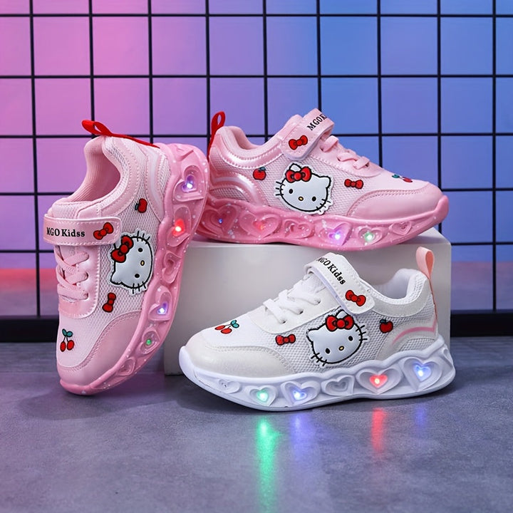 Breathable Hello Kitty light-up shoes for active children. Comfortable kids' sneakers.