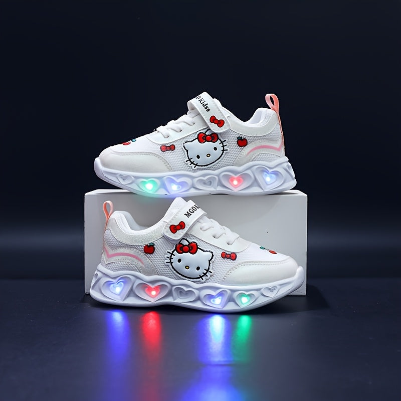 Hello Kitty light-up sneakers, perfect for kids' active play. Breathable footwear.