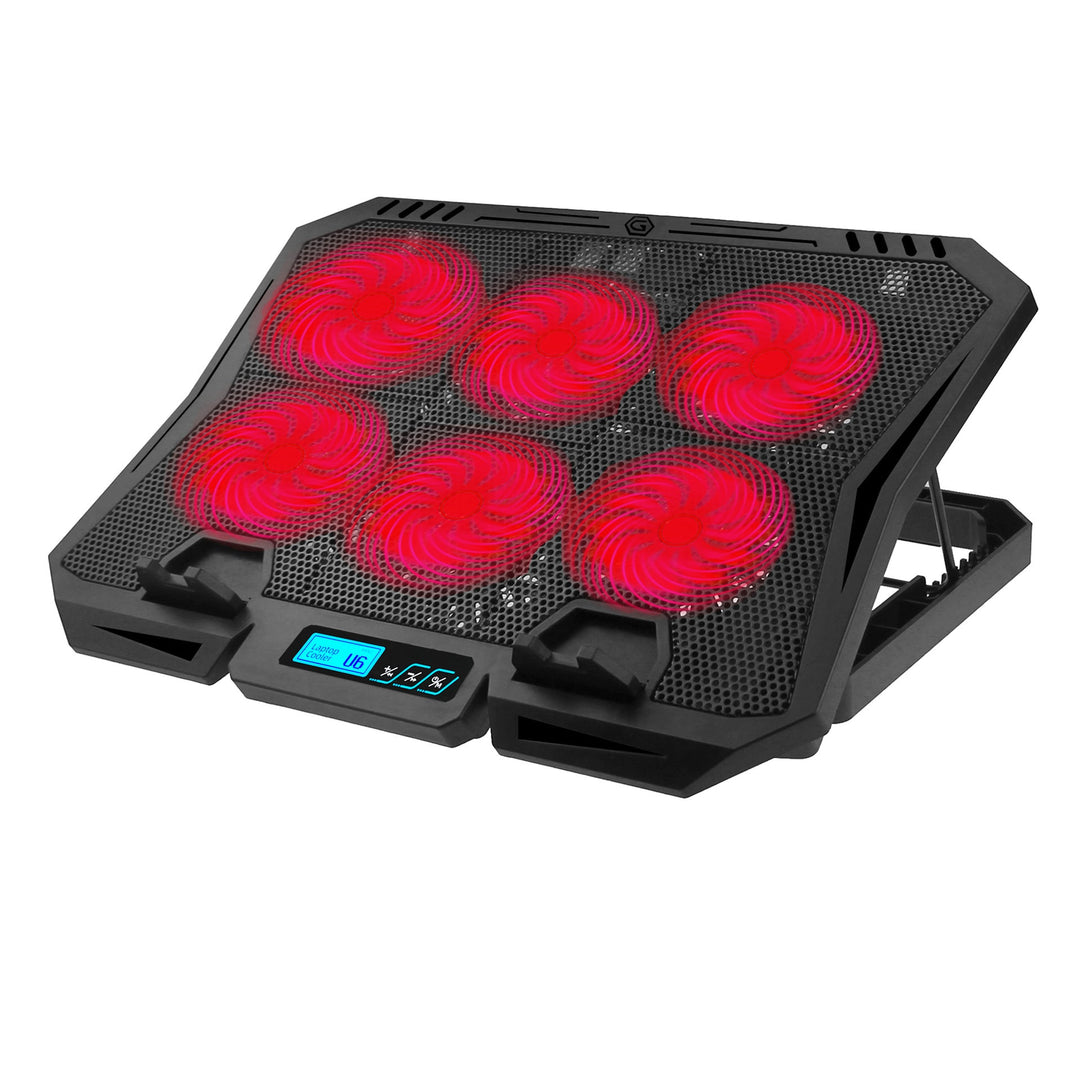 Portable laptop cooler with powerful, adjustable fans for effective computer cooling. Ideal gaming accessory.