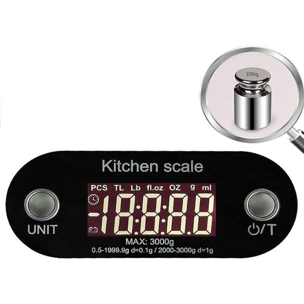 Digital baking scale precisely weighing flour, essential for accurate recipes and cooking.