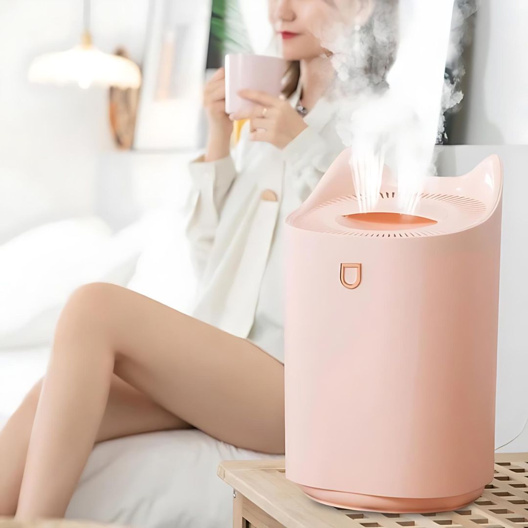 Home Ultrasonic Humidifier with 101 fl oz capacity for enhanced air quality & dry air relief in living rooms.