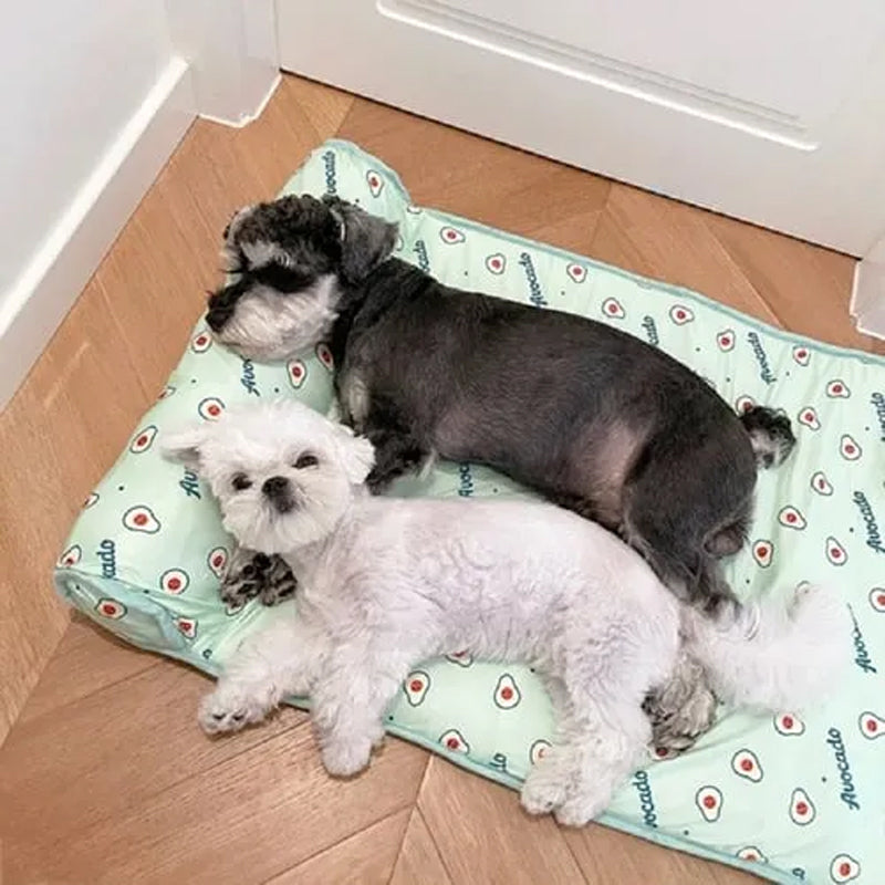 Pet comfort cooling mat with ice silk, perfect for dogs & cats during hot weather.