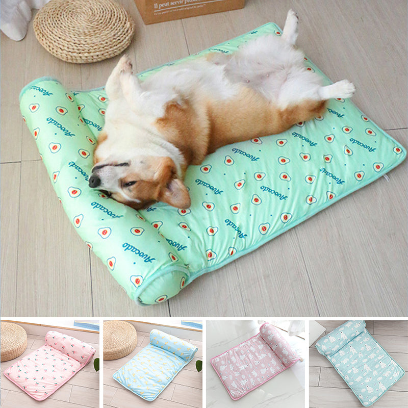 Washable pet cooling mat with ice silk for ultimate dog & cat comfort.