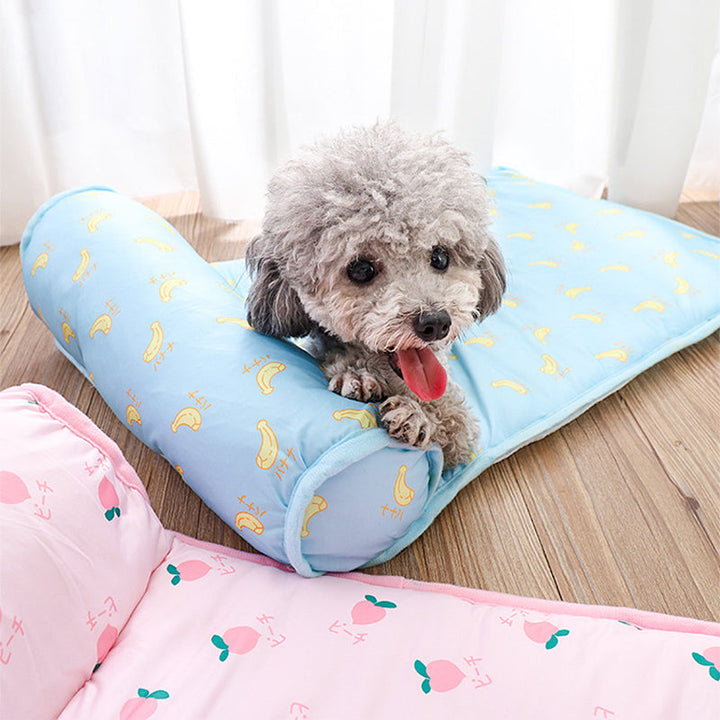 Soft ice silk pet mat, a comfortable cooling bed for medium dogs & cats.