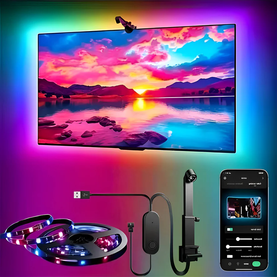 Immersive TV backlight LED strip with dynamic screen sync for enhanced home theater viewing.