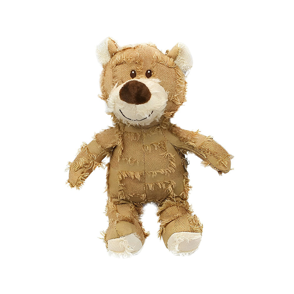 Squeaky, tough plush bear dog toy for aggressive chewers. Durable dental chew for medium dogs & puppies.