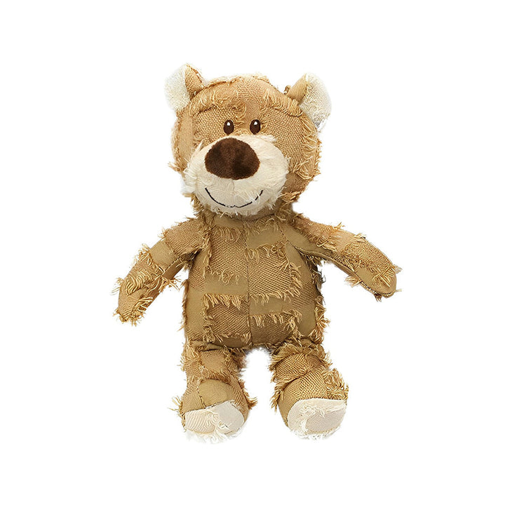 Squeaky, tough plush bear dog toy for aggressive chewers. Durable dental chew for medium dogs & puppies.