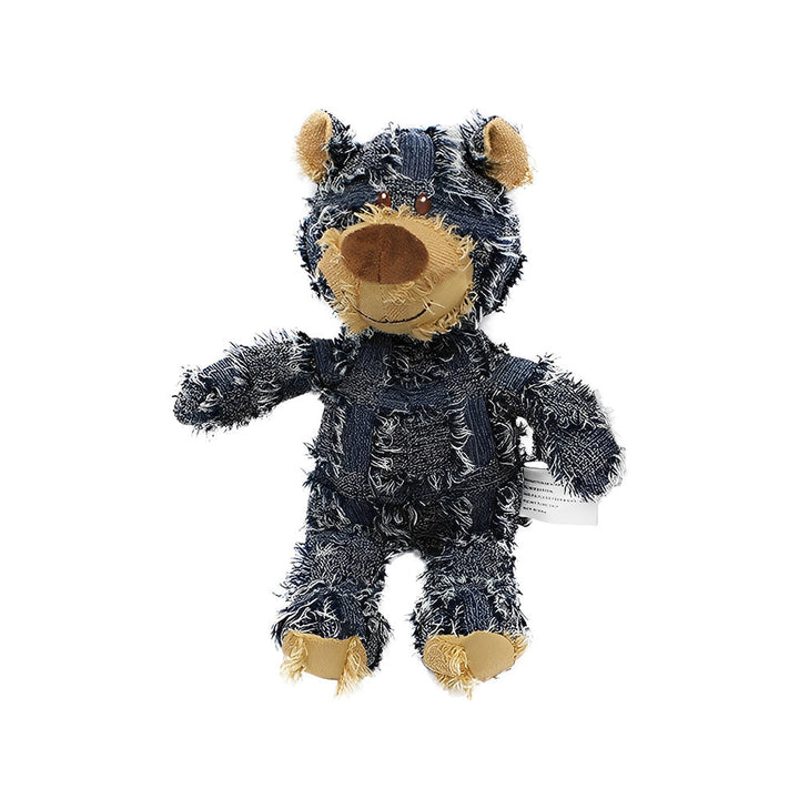 Cute squeaky bear plush dog toy for aggressive chewers. Durable, long-lasting chew toy for medium dogs.